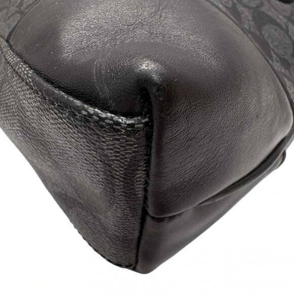 Auth COACH Signature F71103 Black Dark Gray PVC Leather - Handbag - Picture 3 of 9